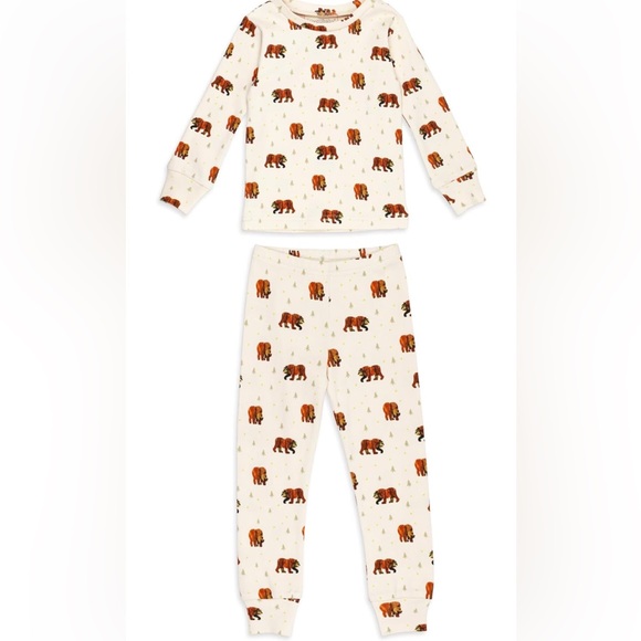 L'ovedbaby Unisex Kids' Organic L/Sleeve Brown Bear PJ Set (Size: 18-24 months) - Picture 1 of 3